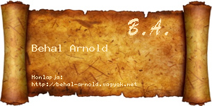 Behal Arnold névjegykártya